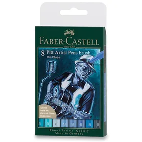 Popisovač Faber-Castell Pitt Artist Pen Brush Blues súprava 8 ks, hrot B
